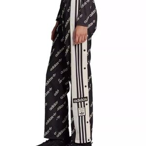 Adidas Originals Adibreak Trefoil  Black and White Logo Track Pants Side Snaps